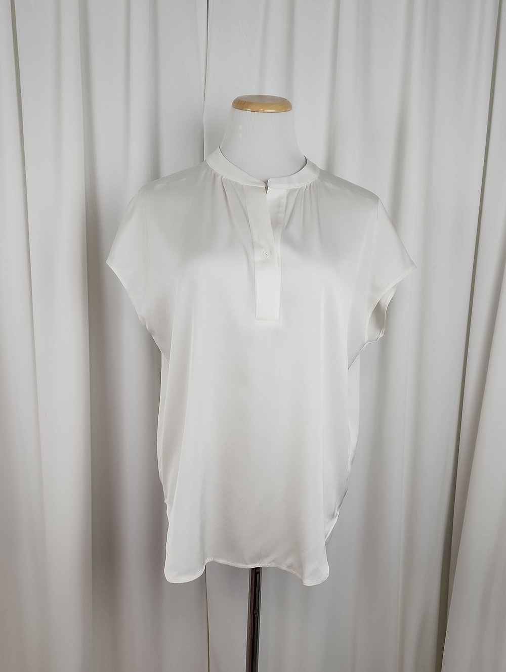 Quince Washable Stretch Silk Dolman Sleeve Blouse Ivory Size Medium